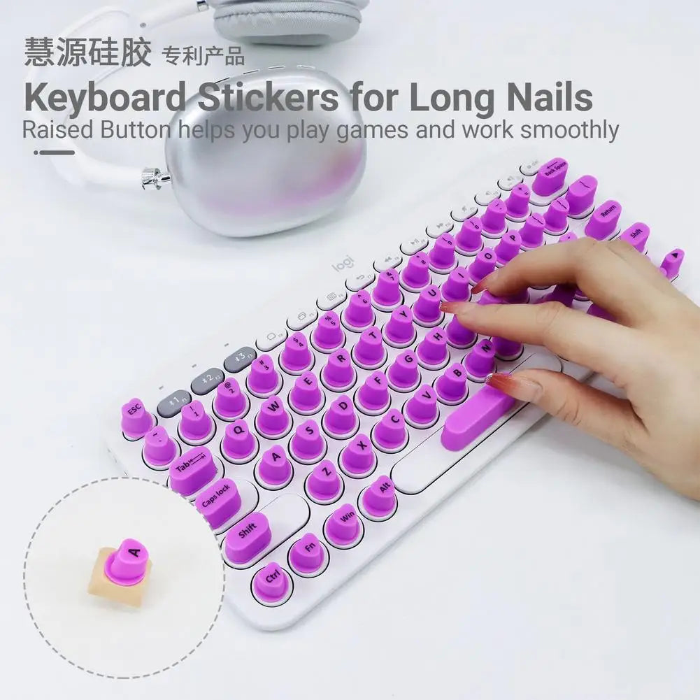 Nail Art Special Typing Artifact Protect Long Nails Silicone Key Cap Keyboard Sticker Desktop Computer Nail Art Keyboard Film