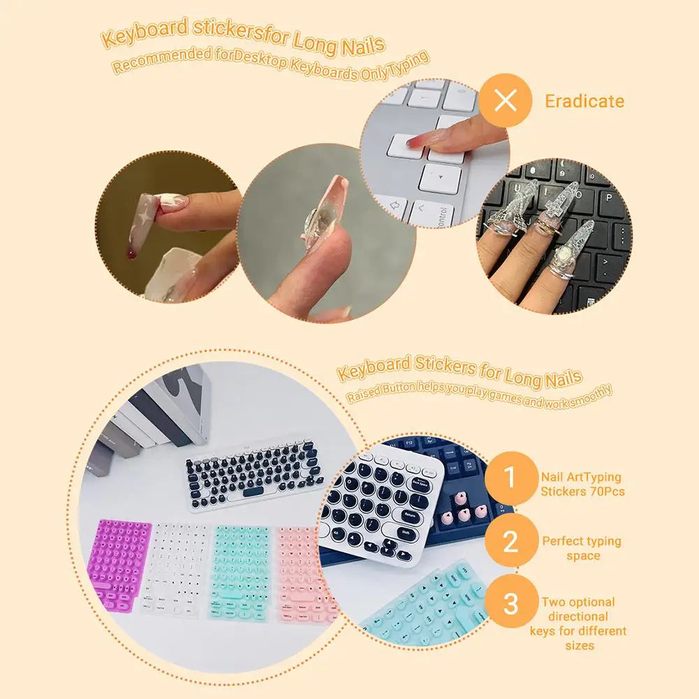 Nail Art Special Typing Artifact Protect Long Nails Silicone Key Cap Keyboard Sticker Desktop Computer Nail Art Keyboard Film